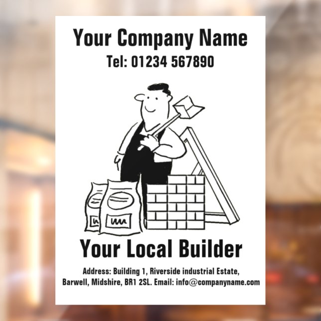 Your Local Builder Cartoon Design Window Cling (Sheet 2)