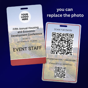 Your Location Photo Logo QR Event Conference  Badge