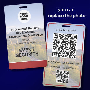 Your Location Photo Logo QR Event Conference Badge