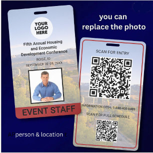 Your Location Photo Logo QR Event Conference Badge