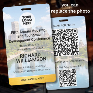 Your Location Photo QR Logo Conference Badge