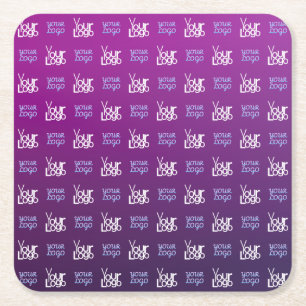 Your Logo   2 Uploaded Images or Business Logos  Square Paper Coaster