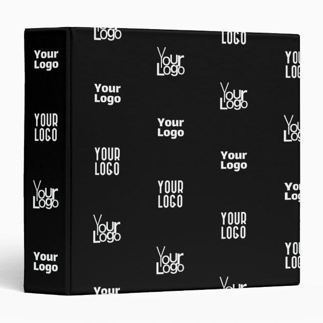 Your Logo | 3 Logo Pattern Design Editable Black Binder (Front/Spine)