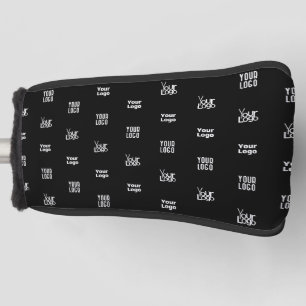 Your Logo   3 Logo Pattern Design Editable Black Golf Head Cover