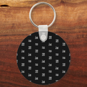 Your Logo   3 Logo Pattern Design Editable Black Keychain