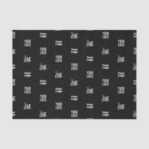 Your Logo   3 Logo Pattern Design Editable Black Tissue Paper