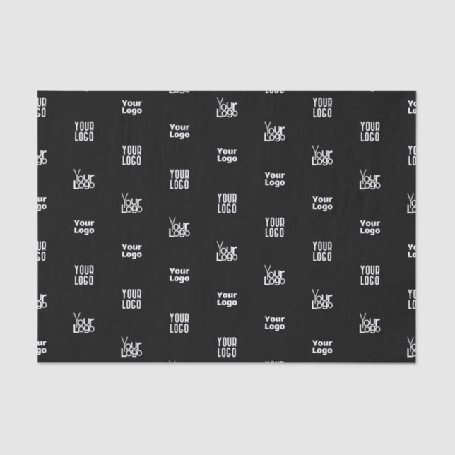 Your Logo | 3 Logo Pattern Design Editable Black Tissue Paper (Front)
