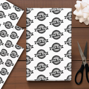 Your Logo All Over - White Background Wrapping Paper Sheet