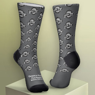 Your Logo All Over - White Type - Grey Socks