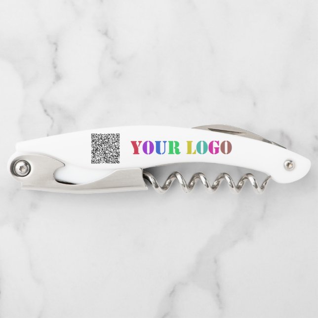 Your Logo and QR Code Branded Waiter's Corkscrew (Front)