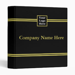 Your Logo and Text on Elegant Black and Faux Gold Binder