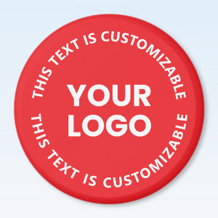 Your Logo/Any Uploaded Image & Circular Text   Red Magnet