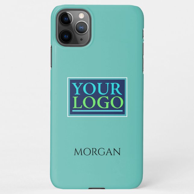 Your Logo/Art/Photo, DIY Black Name on Light Teal iPhone Case (Back)