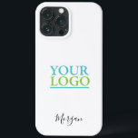 Your Logo/Art/Photo, DIY Name Black Script, White iPhone 13 Pro Max Case<br><div class="desc">Personalize with your Logo,  Art or Photo and name in black script on white background.</div>