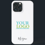 Your Logo/Art/Photo, DIY Name Black Script, White iPhone 13 Pro Max Case<br><div class="desc">Personalize with your Logo,  Art or Photo and name in black script on white background.</div>