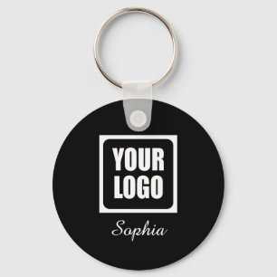 Your Logo/Art/Photo, DIY Script Name, Black Keychain