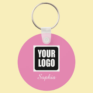 Your Logo/Art/Photo, DIY Script Name, Pink Keychain