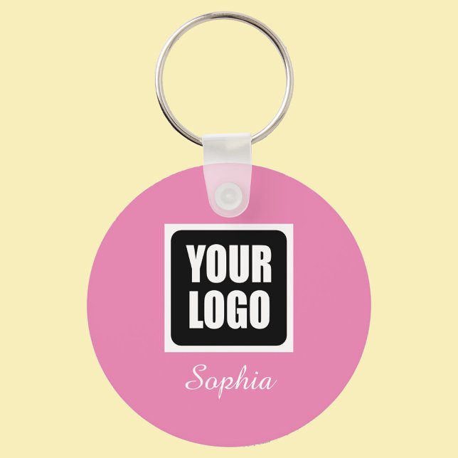 Your Logo/Art/Photo, DIY Script Name, Pink Keychain (Creator Uploaded)