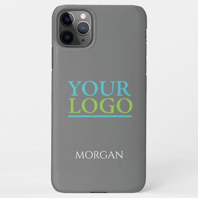 Your Logo/Art/Photo, DIY White Name on Gray iPhone Case (Back)