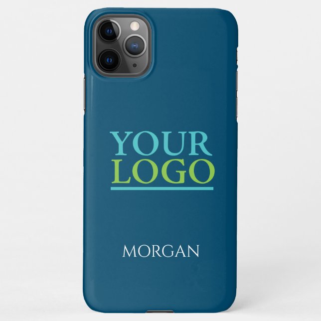 Your Logo/Art/Photo, DIY White Name on Ocean Blue iPhone Case (Back)
