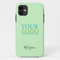 Your Logo/Art/Photo, Name Black Script, Pale Sage