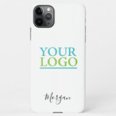Your Logo/Art/Photo, Name Black Script, White iPhone Case (Back)