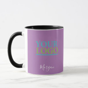 Your Logo/Art/Photo, Name White Script, Lavender Mug
