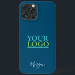 Your Logo/Art/Photo, Name White Script, Ocean Blue iPhone 13 Pro Max Case<br><div class="desc">Personalize with your Logo,  Art or Photo and name in white script on ocean blue background. Click “Edit Using Design Tool” to change colours and type styles.</div>