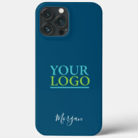 Your Logo/Art/Photo, Name White Script, Ocean Blue