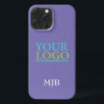 Your Logo/Art/Photo, White Monogram, Periwinkle iPhone 13 Pro Max Case<br><div class="desc">Personalize with your company logo,  art or photo and white monogram on periwinkle background.</div>