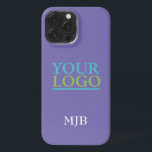 Your Logo/Art/Photo, White Monogram, Periwinkle iPhone 13 Pro Max Case<br><div class="desc">Personalize with your company logo,  art or photo and white monogram on periwinkle background.</div>