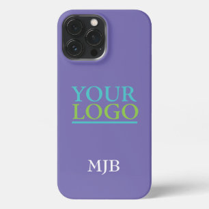 Your Logo/Art/Photo, White Monogram, Periwinkle iPhone 13 Pro Max Case