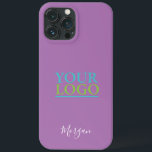 Your Logo/Art/Photo, White Script Name, Lavender iPhone 13 Pro Max Case<br><div class="desc">Personalize with your Logo,  Art or Photo and name in white script on lavender background.</div>