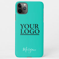 Your Logo/Art/Photo, White Script Name, Teal