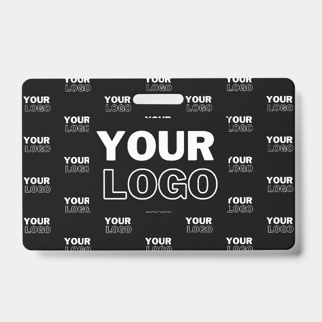 Your Logo & Background Repeating Logo | Black Badge (Front)