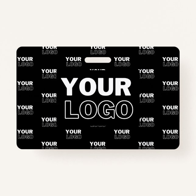 Your Logo & Background Repeating Logo | Black Badge (Front)