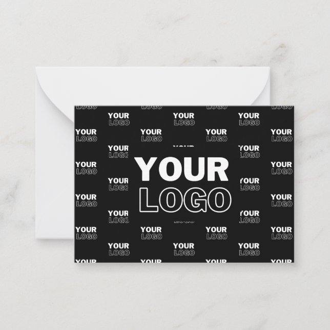 Your Logo & Background Repeating Logo | Black Card (Front)