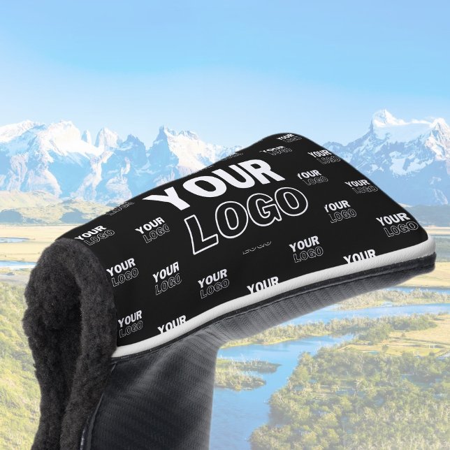 Your Logo & Background Repeating Logo | Black Golf Head Cover (Creator Uploaded)