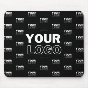 Your Logo & Background Repeating Logo   Black Mouse Pad