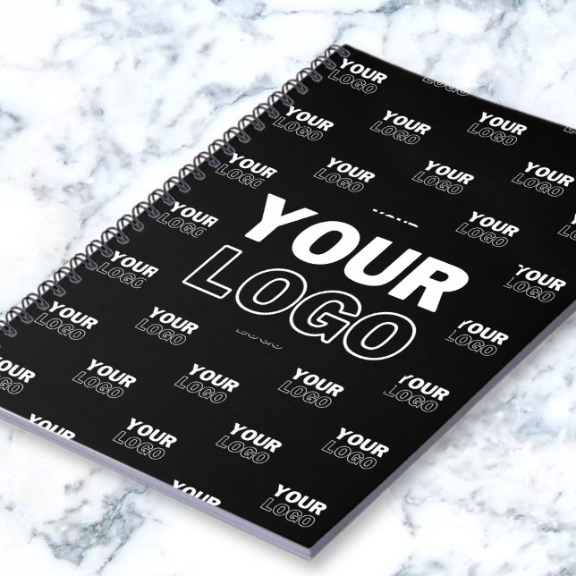 Your Logo & Background Repeating Logo | Black Notebook (Creator Uploaded)