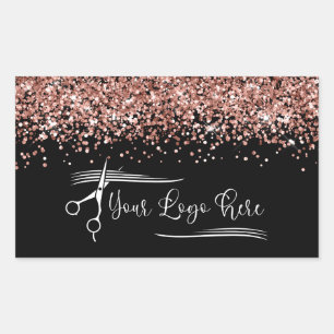 Your Logo Black and Rose Gold Glitter Glam Sticker
