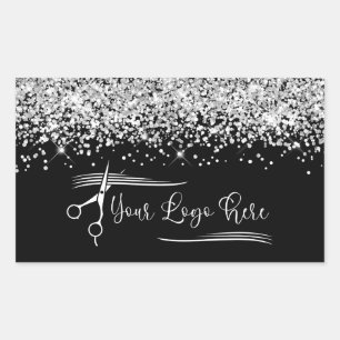 Your Logo Black and Silver Glitter Glam Sticker