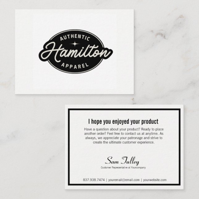 Your Logo Black and White Customer Service Card