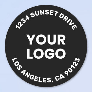 Your Logo Black Background White Text Classic Round Sticker