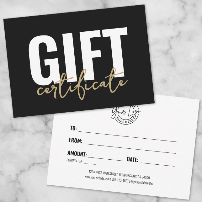 Your Logo Black Gold Business Gift Certificate Invitation (Your Logo Black Gold Business Gift Certificate Invitation )