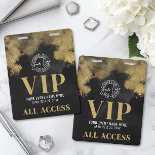 Your Logo Black Gold Event VIP Badge