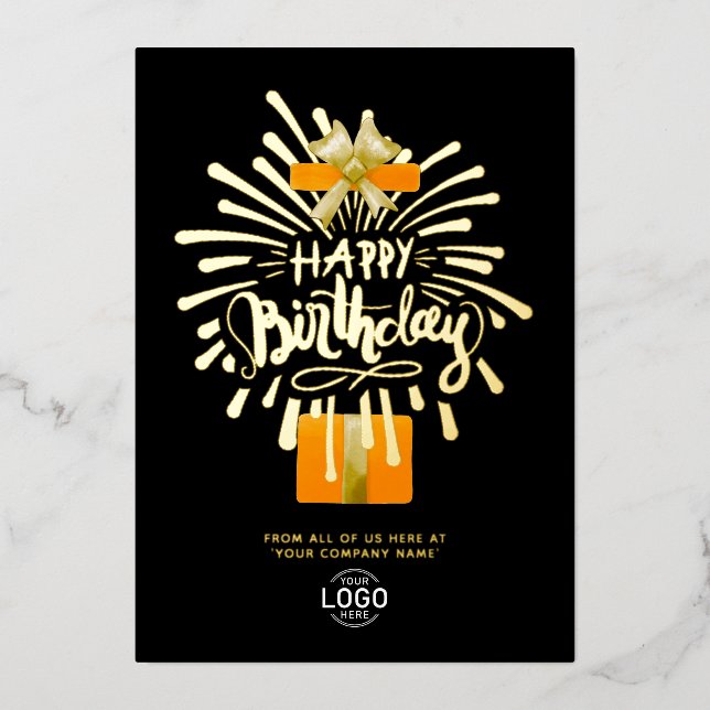 Your Logo Black Orange Fireworks Group Birthday (Front)