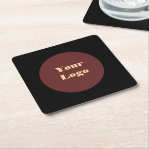 Your Logo Black    Square Paper Coaster