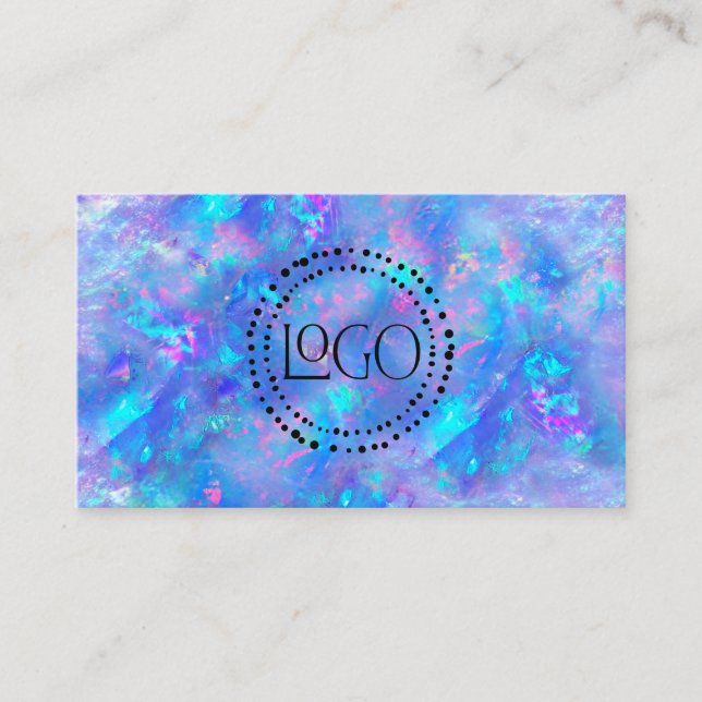 your logo blue opal texture background business card (Front)