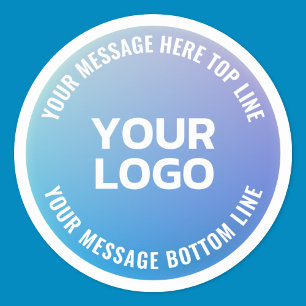 Your Logo   Blue to Purple Ombre & Circular Text Classic Round Sticker
